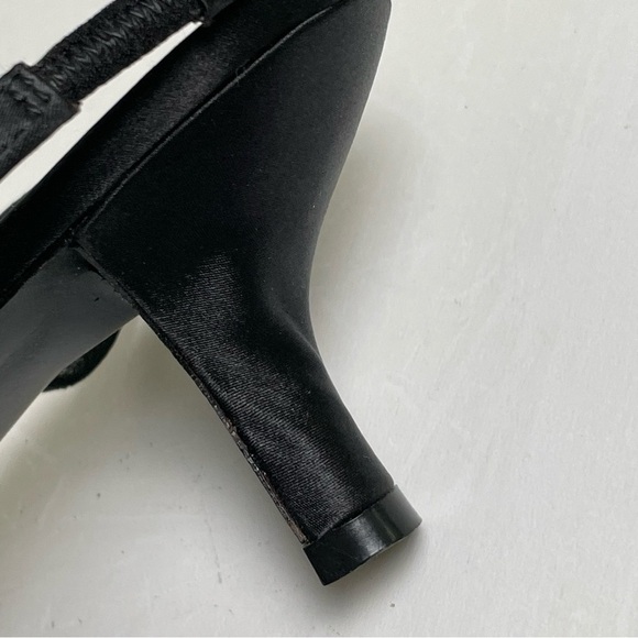 Vintage 90s Y2K strappy rhinestone satin slingback kitten heels 8 - Picture 11 of 11